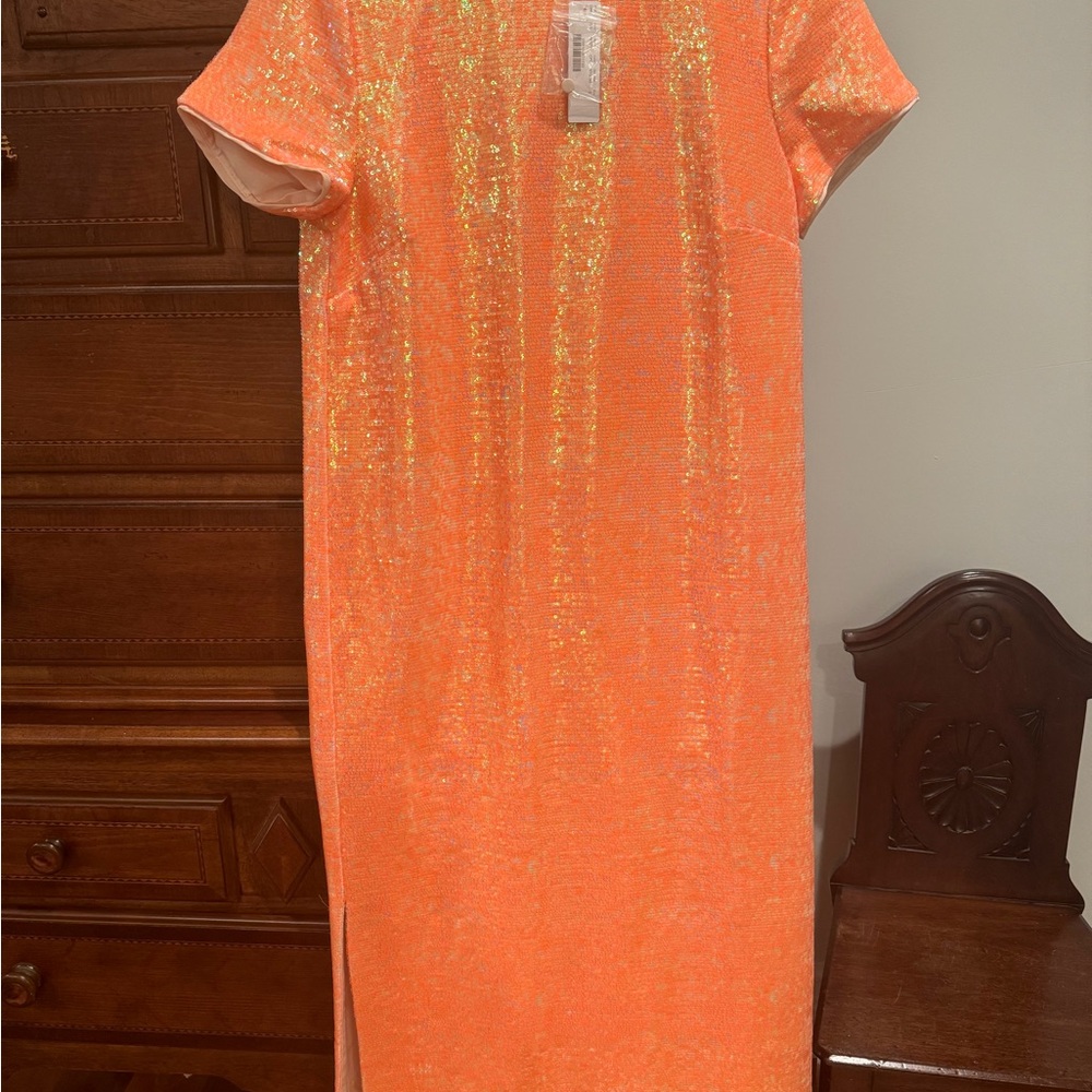 J. Crew Orange Sequin Shell long dress - Picture 13 of 13
